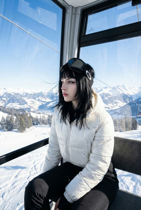 缆车与雪山少女 效果预览