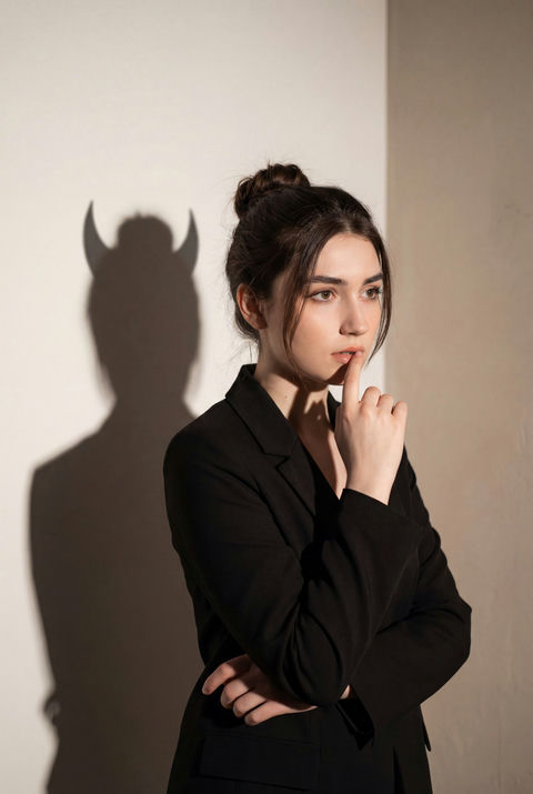黑衣女子与恶魔影迹的心理肖像 效果预览