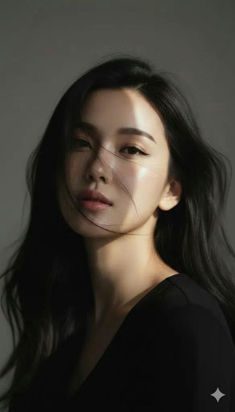 年轻女性的韩式时尚特写肖像 效果预览