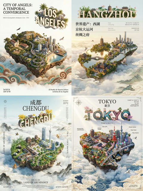 城市渲染数字艺术海报 效果预览