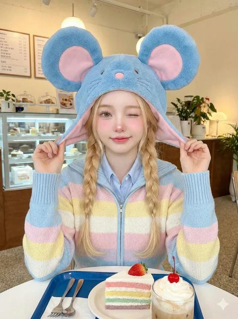 咖啡馆可爱少女闪光灯肖像 效果预览