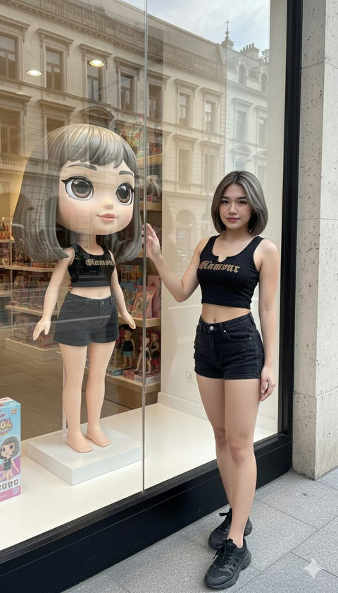 橱窗里出现了一个小小的动画版的自己 效果预览
