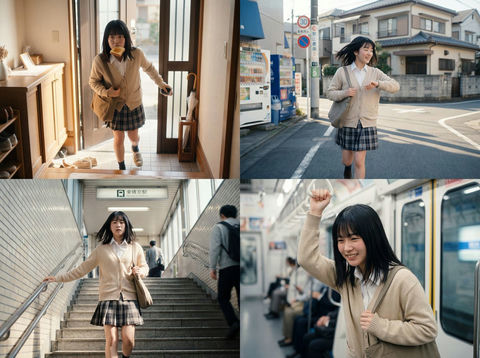 日系少女赶地铁 效果预览