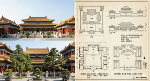 紫禁城建筑照片展示和设计图纸 效果预览