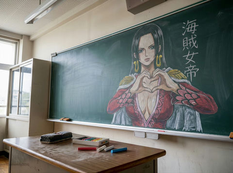 黑板艺术作品-海賊女帝 效果预览
