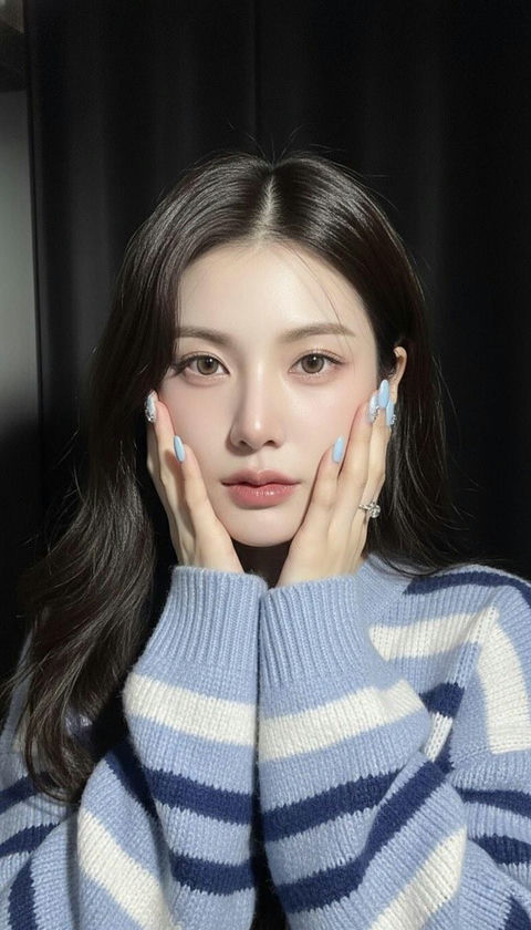 一张年轻女性的逼真特写自拍照 效果预览