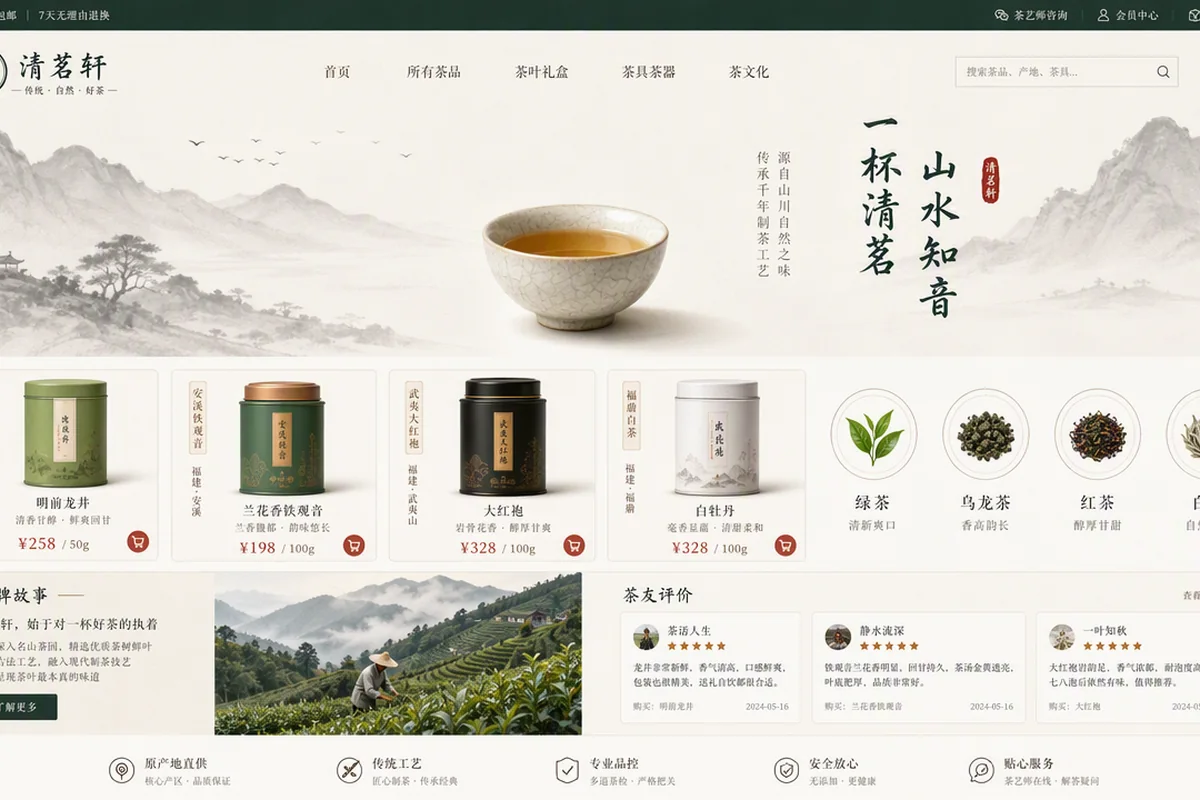茶叶品牌电商首页 效果预览