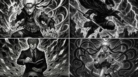 黑白漫画风格插图 效果预览